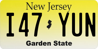NJ license plate I47YUN