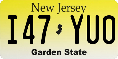 NJ license plate I47YUO