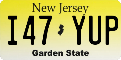 NJ license plate I47YUP