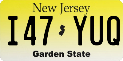 NJ license plate I47YUQ