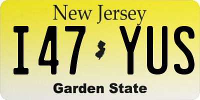 NJ license plate I47YUS