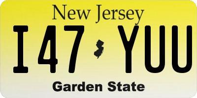 NJ license plate I47YUU
