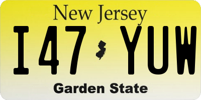 NJ license plate I47YUW