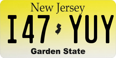 NJ license plate I47YUY