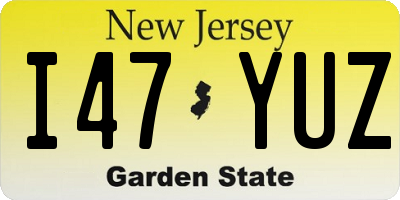NJ license plate I47YUZ