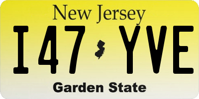NJ license plate I47YVE