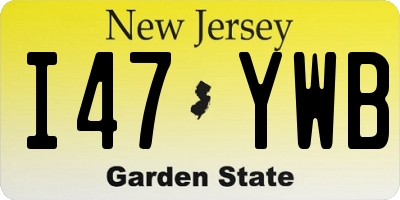 NJ license plate I47YWB