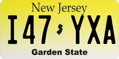 NJ license plate I47YXA