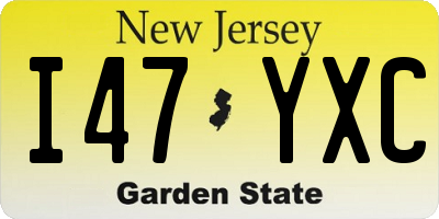 NJ license plate I47YXC