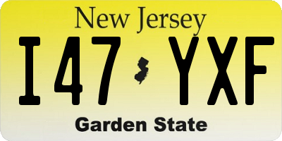 NJ license plate I47YXF