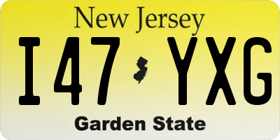 NJ license plate I47YXG