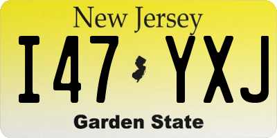 NJ license plate I47YXJ