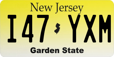 NJ license plate I47YXM