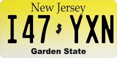 NJ license plate I47YXN