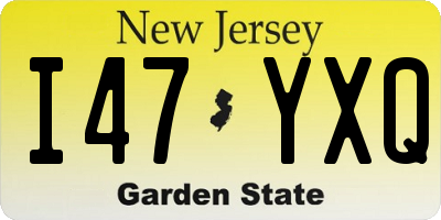 NJ license plate I47YXQ