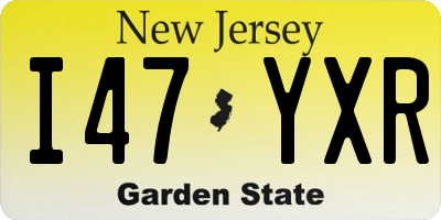 NJ license plate I47YXR