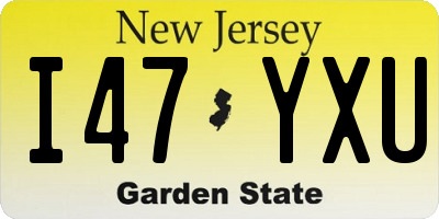 NJ license plate I47YXU