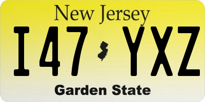 NJ license plate I47YXZ