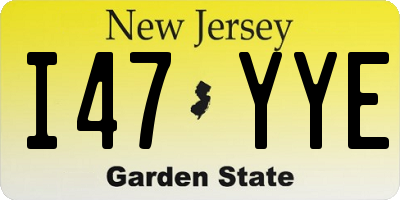 NJ license plate I47YYE
