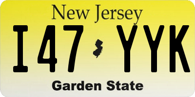 NJ license plate I47YYK