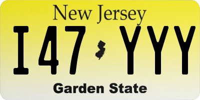 NJ license plate I47YYY