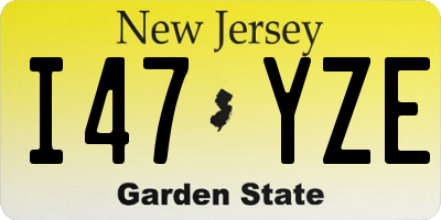NJ license plate I47YZE