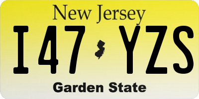 NJ license plate I47YZS