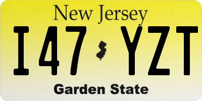 NJ license plate I47YZT