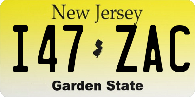 NJ license plate I47ZAC