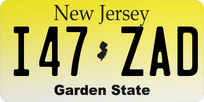 NJ license plate I47ZAD