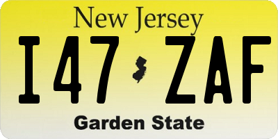 NJ license plate I47ZAF