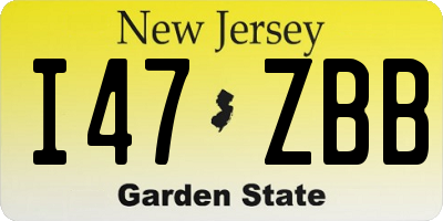 NJ license plate I47ZBB