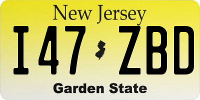 NJ license plate I47ZBD