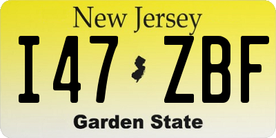 NJ license plate I47ZBF