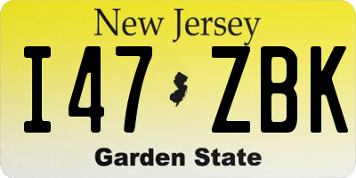 NJ license plate I47ZBK