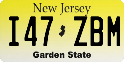 NJ license plate I47ZBM