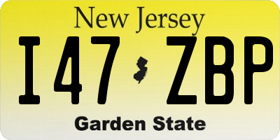 NJ license plate I47ZBP