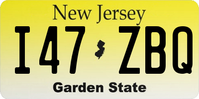 NJ license plate I47ZBQ