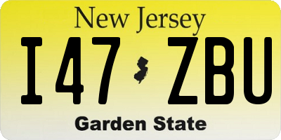 NJ license plate I47ZBU