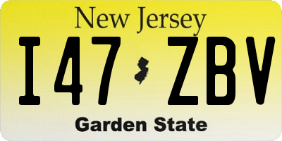 NJ license plate I47ZBV