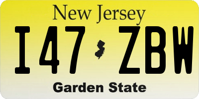 NJ license plate I47ZBW