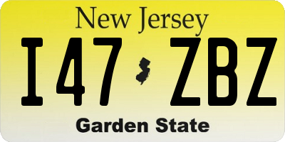 NJ license plate I47ZBZ