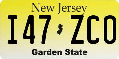 NJ license plate I47ZCO