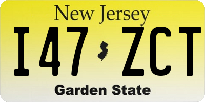 NJ license plate I47ZCT