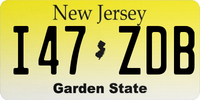 NJ license plate I47ZDB