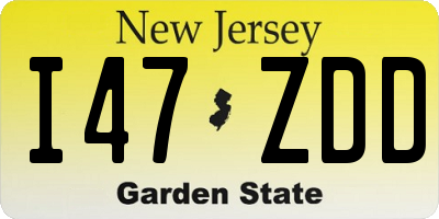 NJ license plate I47ZDD