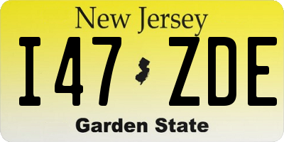 NJ license plate I47ZDE