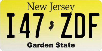 NJ license plate I47ZDF