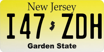 NJ license plate I47ZDH