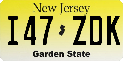 NJ license plate I47ZDK